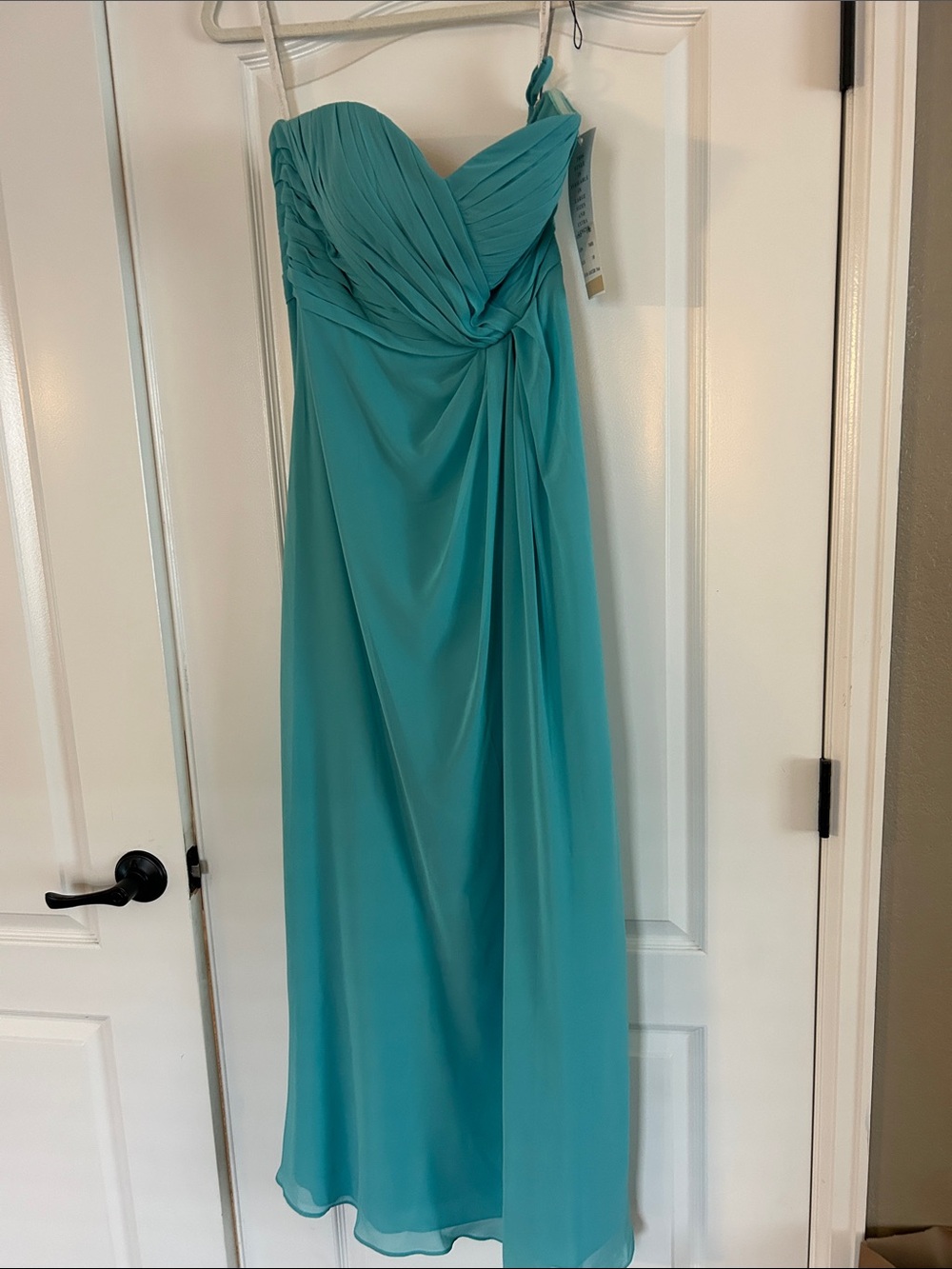 SORELLA VITA Strapless Teal Chiffon Evening Gown